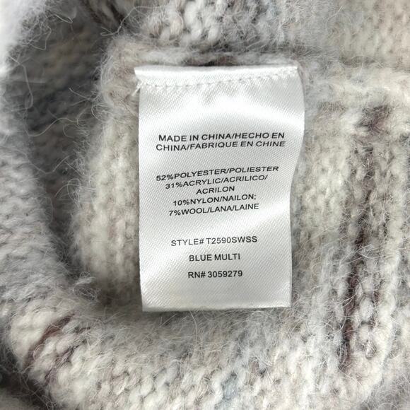 Thread & Supply Striped Sweater Hoodie Wool Blend Blue Gray - Picture 8 of 8